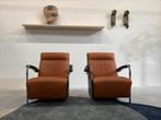 2 Als nieuw Leolux Scylla Hoog Fauteuils Bruin zwart leer, Huis en Inrichting, Fauteuils, Leolux, Ophalen of Verzenden, Zo goed als nieuw