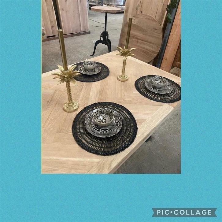 EIKEN VISGRAAT TAFELS!!!, Huis en Inrichting, Complete eetkamers, Nieuw, Ophalen of Verzenden