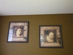 Twee vintage wanddecoraties met portretten, Minder dan 50 cm, Gebruikt, 50 tot 75 cm, Ophalen of Verzenden