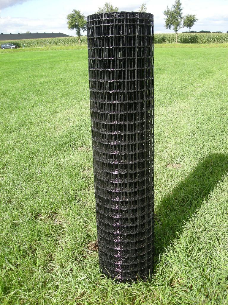 Gaas Eurofence 150 cm hoog maas 5x5 zwart DRAADDIKTE 2,5MM, Tuin en Terras, Gaas en Draad, Nieuw, Gaas, 20 meter of meer, Ophalen