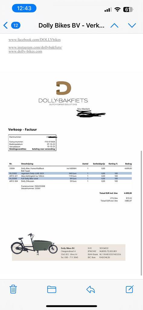 Dolly bakfiets oktober 2023 te koop frame zwart bak taupe, Fietsen en Brommers, Fietsen | Bakfietsen, Overige merken, 4 kinderen of meer