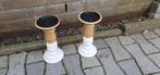 te koop set houten kaarsen standers 22 cm hoog 10 cm breed, Nieuw, Ophalen of Verzenden, Bruin, Hout