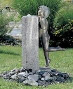 Bronzen beeld Robin bij granieten fontein (merk Rottenecker), Ophalen of Verzenden, Nieuw, Fontein