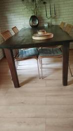 koloniale eettafel met 4 stoelen, Ophalen, Gebruikt, 150 tot 200 cm, Metaal