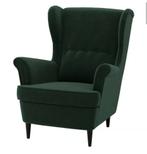 STRANDMON IKEA Stoel - Donkergroen Velours, Huis en Inrichting, Fauteuils, Ophalen, Klassiek, 75 tot 100 cm, Zo goed als nieuw