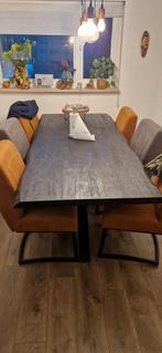 Zwarte Eettafel, 100 tot 150 cm, 200 cm of meer, Ophalen of Verzenden, Zo goed als nieuw
