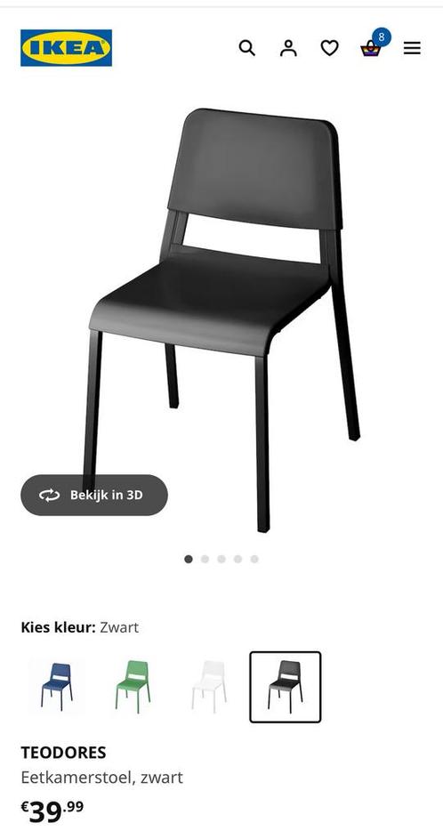 ikea eetkamer stapel stoelen met kusentjes, Huis en Inrichting, Stoelen, Zo goed als nieuw, Eén, Zwart, Ophalen