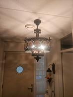Oude lamp met bloemmotief, Huis en Inrichting, Gebruikt, Vintage, Ophalen of Verzenden, Glas