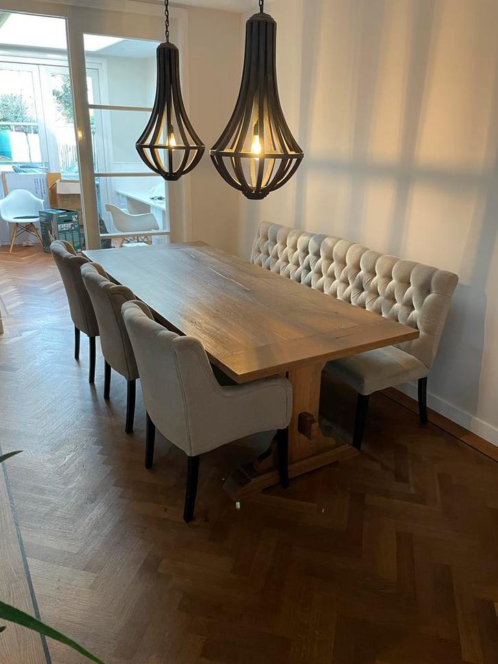 Robuuste Eiken Kloostertafel / Kasteeltafel, Huis en Inrichting, Tafels | Eettafels, Gebruikt, 100 tot 150 cm, 200 cm of meer