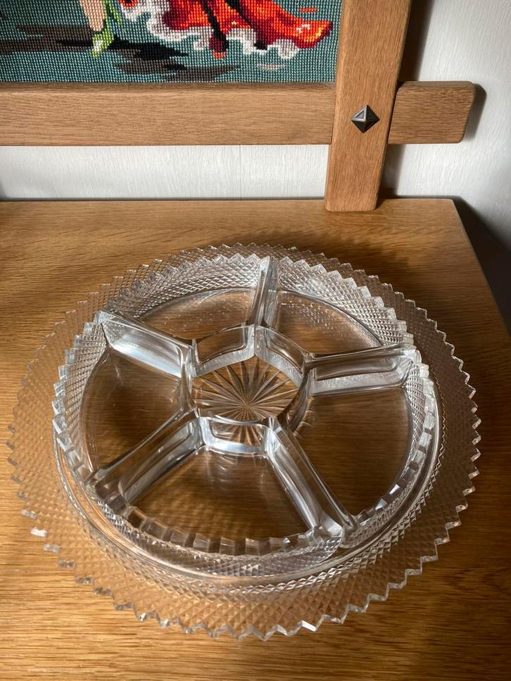 Prachtige oude Hors D’oeuvre schotel Wilhelmina ruit, Antiek en Kunst, Antiek | Glas en Kristal, Ophalen of Verzenden
