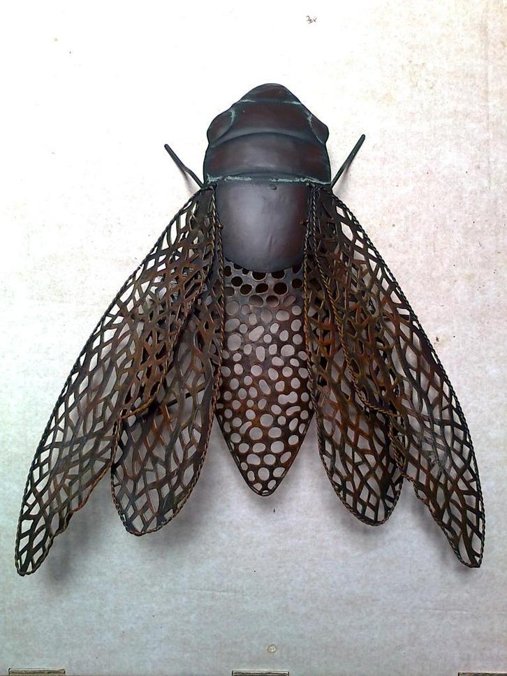 Wanddecoratie, wandobject Vlieg, Kever, Cicade, Insect bruin, Tuin en Terras, Tuinwanddecoratie, Nieuw, Ophalen of Verzenden