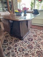 Uitschuifbare vierkante eettafel met pitriet, Overige materialen, Ophalen of Verzenden, Zo goed als nieuw, Vijf personen of meer