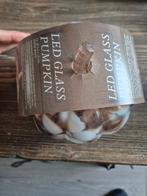 glazen glas pompoen bruin wit met led, Ophalen