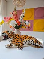 Vintage 70s XL keramiek porseleinen luipaard panter beeld, Ophalen