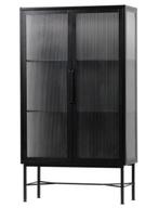 Woood Zion vitrinekast, servieskast, gangkast zwart, Ophalen, 50 tot 100 cm, Tijdloos, Metaal