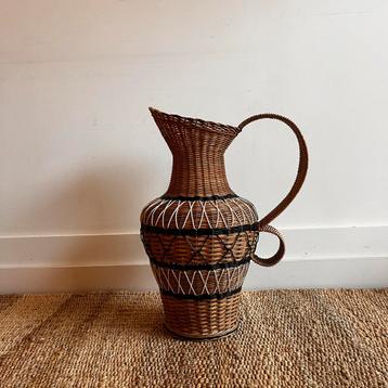 Rotan rieten kruik vaas jaren 60 vintage beschikbaar voor biedingen