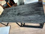 Mooie zwarte salontafel met stalen onderstel, Ophalen, Gebruikt, 100 tot 150 cm, 50 tot 100 cm