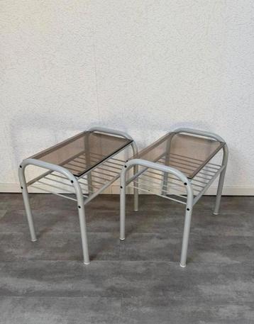 tafeltjes- set van 2- rookglazen blad- jaren '80 beschikbaar voor biedingen