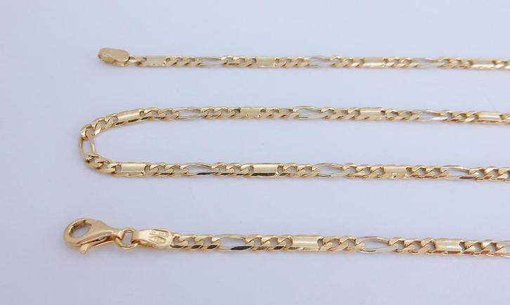 Lange 18 karaat Gouden Ketting Valkoog-Fantasyschakel 72cm, Sieraden, Tassen en Uiterlijk, Kettingen, Nieuw, Goud, Goud, Verzenden
