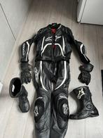 2-delig leren motorpak + laarzen + handschoenen + onderpak, Motoren, Kleding | Motorkleding, Ophalen, Alpinestars, Tweedehands