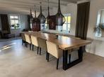 Boomstamtafel, inclusief stoelen en bank te koop, Huis en Inrichting, Ophalen, Gebruikt, 100 tot 150 cm, Eikenhout