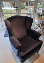 2 oorfauteuils, dames en heren model, donker blauw velvet., Huis en Inrichting, Fauteuils, Ophalen, Zo goed als nieuw, 75 tot 100 cm