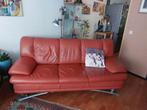 Leren 3 zits bank kleur oranje, Huis en Inrichting, Banken | Bankstellen, Minder dan 75 cm, 150 tot 200 cm, Driepersoons, Leer