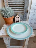 3 Ontbijtbordjes en gebaksbord met pastel rand - Regout, Ophalen of Verzenden