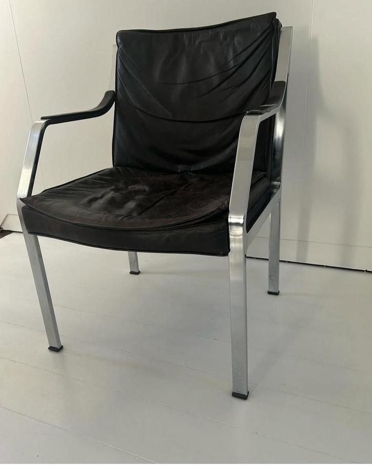 Vintage fauteuil walter knol, Huis en Inrichting, Stoelen, Zo goed als nieuw, Eén, Leer, Bruin, Ophalen of Verzenden