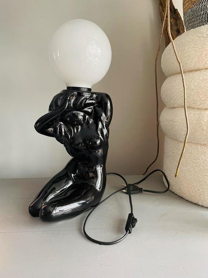 80’s Porseleinen Naakte Vrouw Lamp, Huis en Inrichting, Lampen | Tafellampen, Zo goed als nieuw, Minder dan 50 cm, Metaal, Ophalen of Verzenden