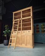 Hoge Boekenkast | Bibliotheekkast met ladder #2052, Teakhout, Ophalen of Verzenden, 200 cm of meer, 150 tot 200 cm