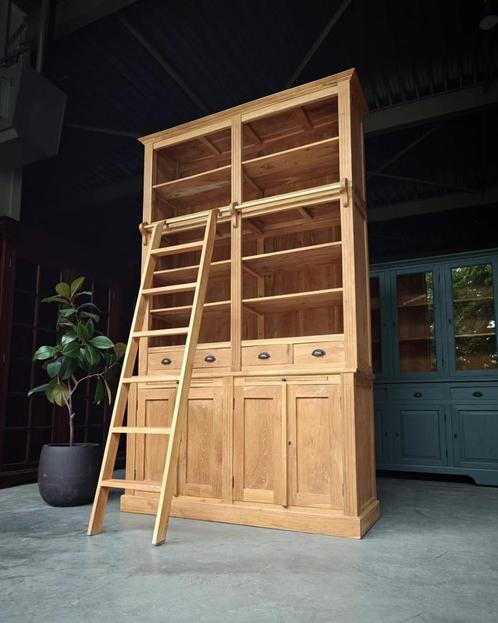 Hoge Boekenkast | Bibliotheekkast met ladder #2052, Huis en Inrichting, Kasten | Boekenkasten, 200 cm of meer, 150 tot 200 cm