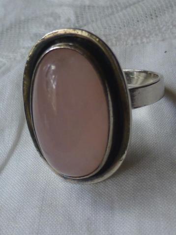 Modernist Zilveren Ring Rozenkwarts GEORG KRAMER beschikbaar voor biedingen