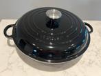 Nieuwe Le Creuset campagnard Inkt/ Shiny Black 30 cm, Gietijzer, Nieuw, Ophalen of Verzenden, Keramische plaat
