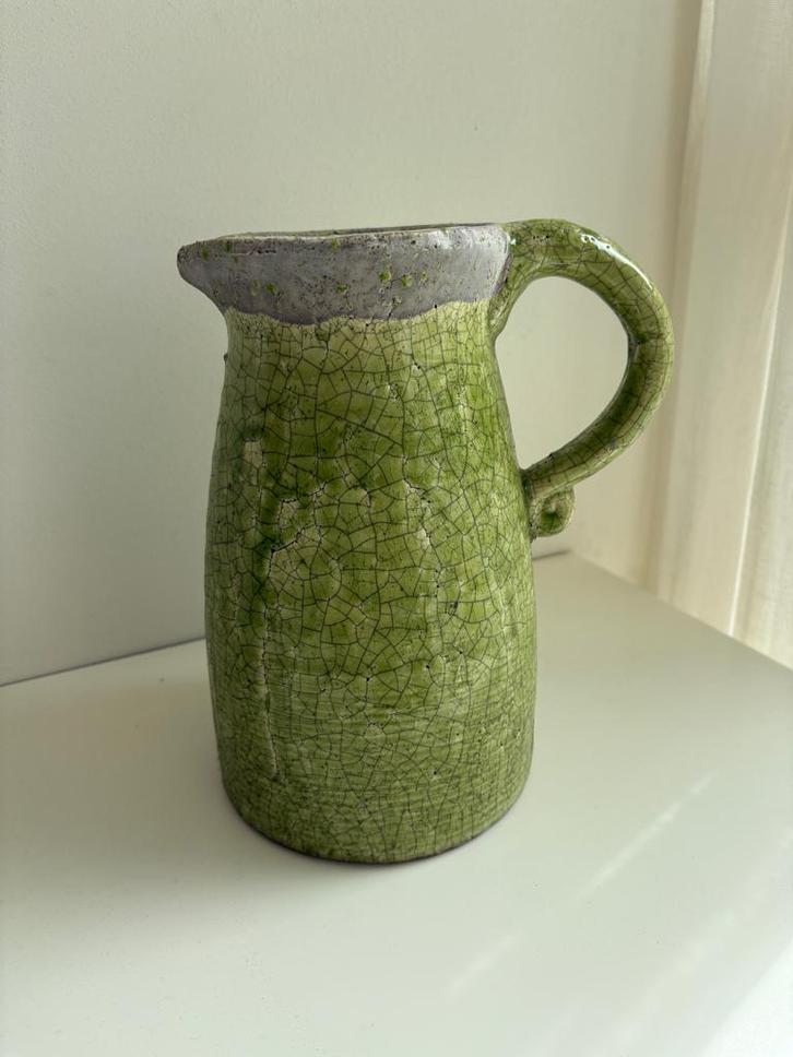 Aardewerk Kan Vaas met oor groen merk Brynxz, Antiek en Kunst, Antiek | Keramiek en Aardewerk, Ophalen