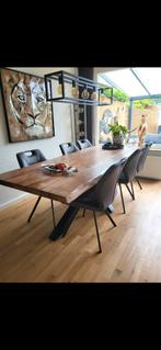 6 Grijze Eetkamerstoelen, Huis en Inrichting, Stoelen, Ophalen, Gebruikt, Metaal, Vijf, Zes of meer stoelen