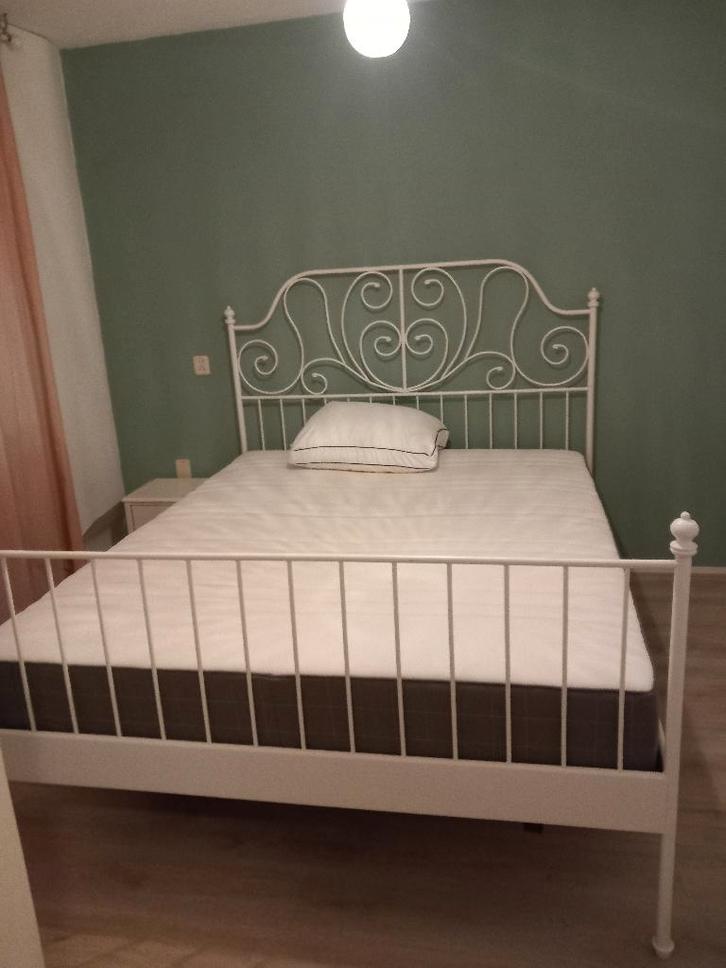 Tweepersoonsbed 160x200 cm, Huis en Inrichting, Slaapkamer | Bedden, Gebruikt, Tweepersoons, 160 cm, 200 cm, Metaal, Wit, Ophalen