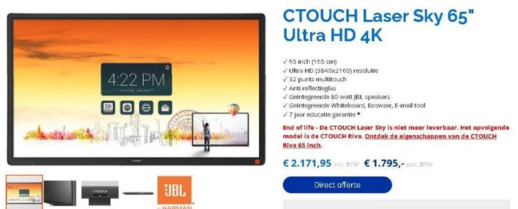 Touch Screen LED TV 65" 165CM  CTouch: CT65LED80B20PIRUHD, Audio, Tv en Foto, Televisies, Zo goed als nieuw, LED, 100 cm of meer