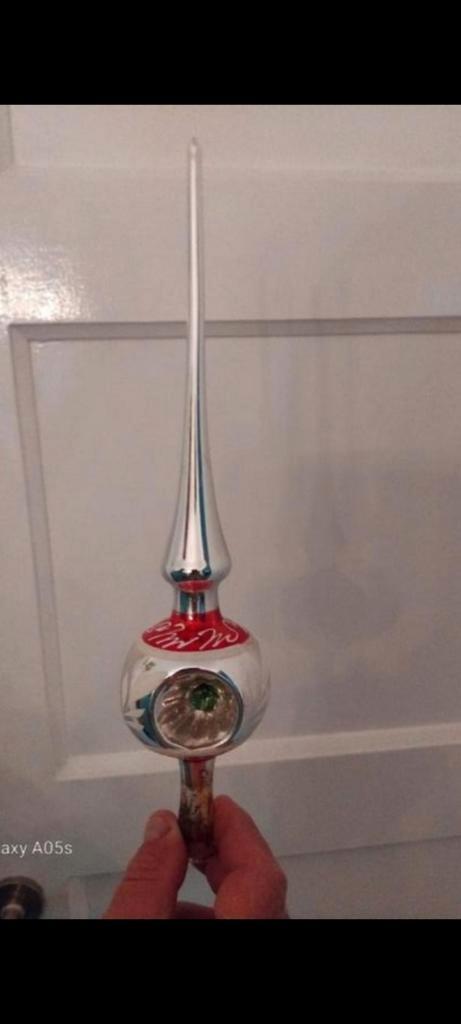 Mooie oude piek en een leuke blauwe deukbal, Diversen, Kerst, Gebruikt, Ophalen of Verzenden