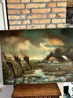 Sfeervol  landschap in olieverf op linnen., Antiek en Kunst, Ophalen