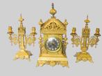 kasteelpendule en bijhorende kandelaars., Antiek en Kunst, Ophalen