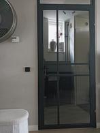 Zwarte opdekdeur met rookglas 211,5x93, Doe-het-zelf en Verbouw, Deuren en Horren, Ophalen, Binnendeur, 200 tot 215 cm, Glas