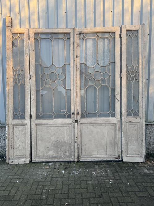 Unieke set antieke ensuitedeuren uit 1880, Doe-het-zelf en Verbouw, Deuren en Horren, Gebruikt, Binnendeur, 215 cm of meer, 120 cm of meer
