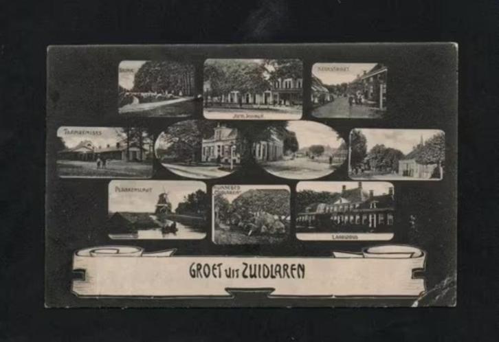 Zuidlaren Sissingh Hunebed Molen Laarwoud Tramremises Brink., Verzamelen, Ansichtkaarten | Nederland, Ongelopen, Drenthe, Voor 1920