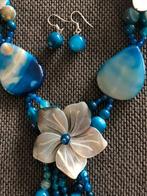 Blauwe bloem agaat ketting, Blauw, Nieuw, Ophalen of Verzenden, Steen of Mineraal