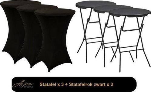 3x zwarte Statafel + zwarte Statafelrok x 3, Huis en Inrichting, Tafels | Statafels, Nieuw, Ophalen