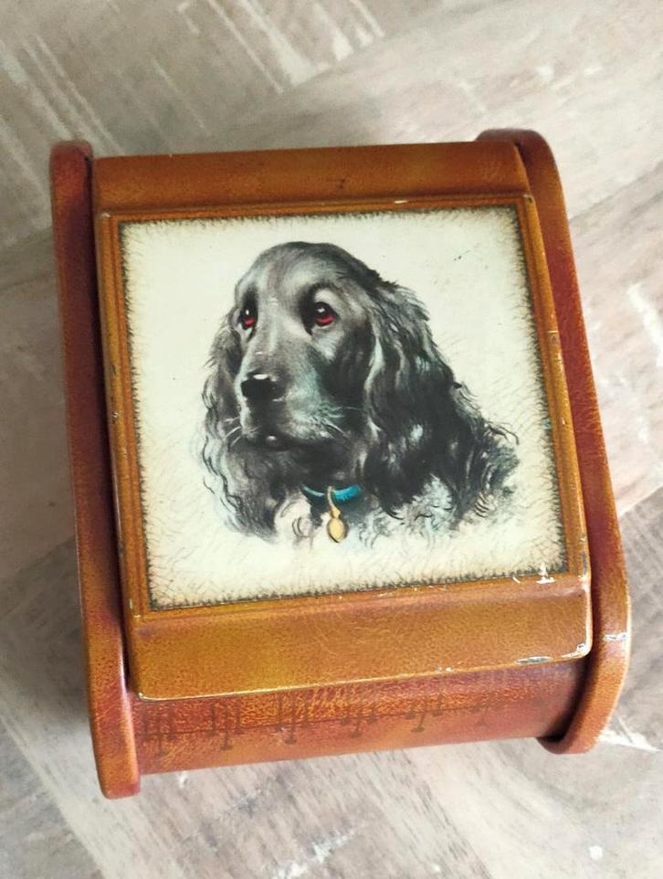 Metalen doosje met Cocker Spaniel, Antiek en Kunst, Curiosa en Brocante, Ophalen of Verzenden