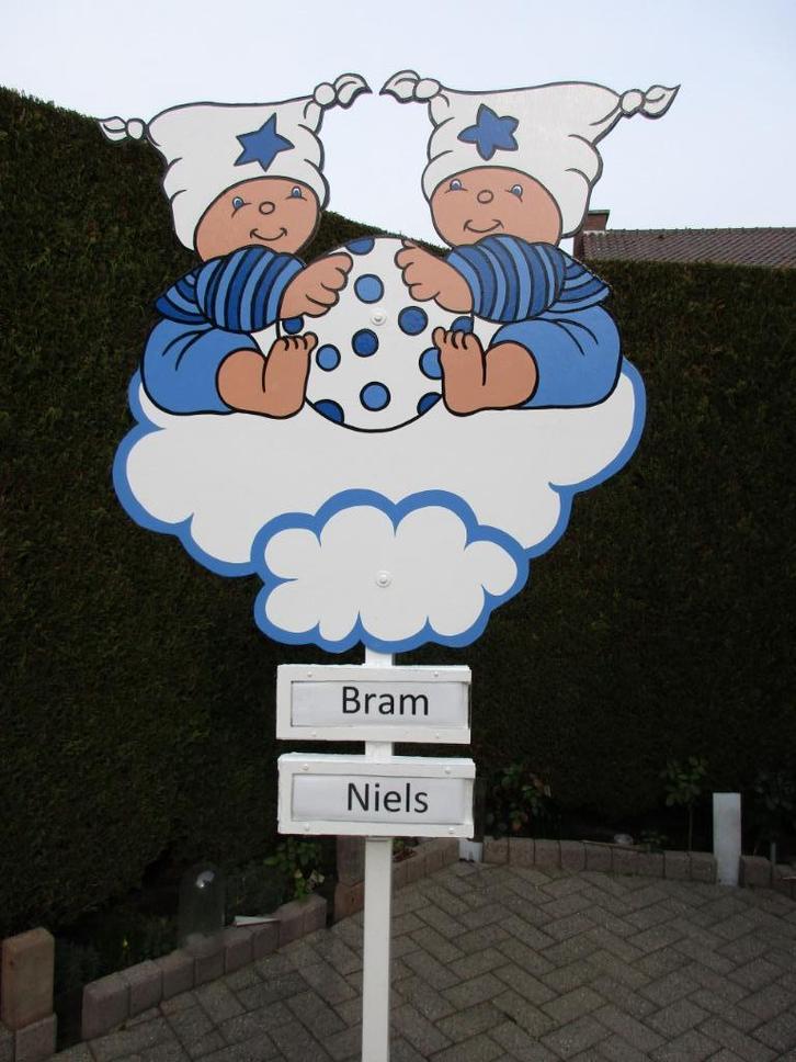 Geboortebord tweeling o.a blauw, unieke keuze de goedkoopste, Kinderen en Baby's, Kraamcadeaus en Geboorteborden, Nieuw, Geboortebord