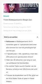 Bobbejaanland ticket 2 person, Tickets en Kaartjes, Twee personen, Ticket of Toegangskaart