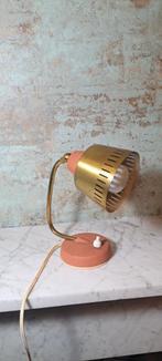 Midcentury art deco lampje messing kapje zalmroze, Ophalen of Verzenden